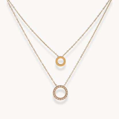 Liora Double Circle Layered Necklace - Zafinne Jewelry