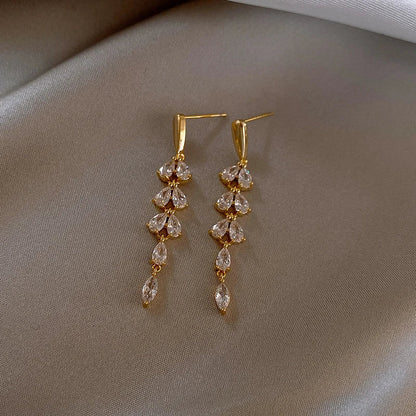 Long Leaf Earrings - Zafinne Jewelry