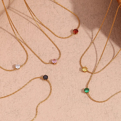 Luna Solitaire Pendant Necklace - Zafinne Jewelry