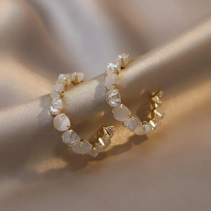 Luxury Opals Hoop Earrings - Zafinne Jewelry