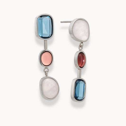 Natural Stone Geometric Drop Earrings - Zafinne Jewelry