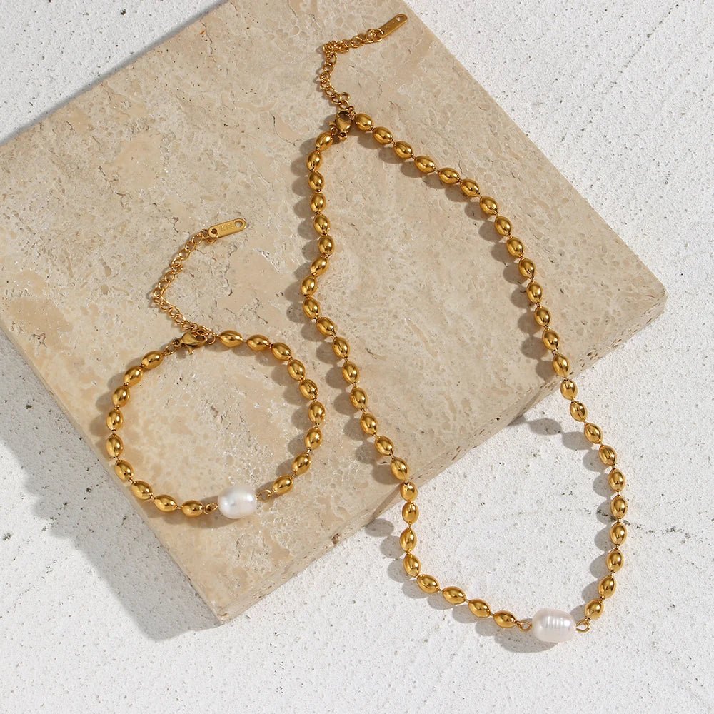 Oval Beads Freshwater Pearl Necklace - Zafinne Jewelry