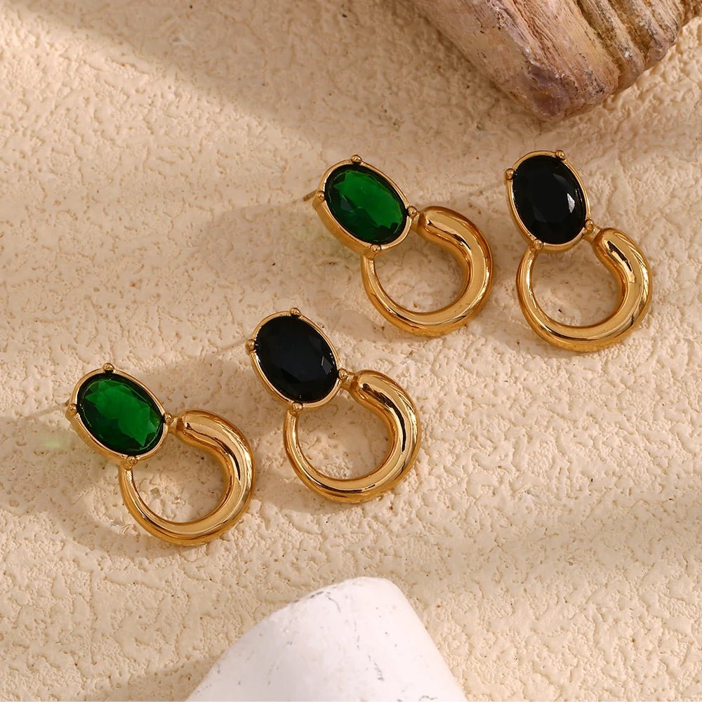 Oval Stone Classic Earring - Zafinne Jewelry