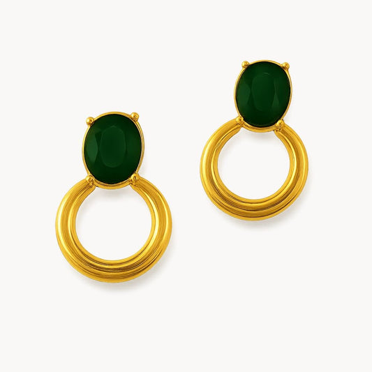 Oval Stone Classic Earring - Zafinne Jewelry