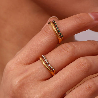 Paved Multiple Layer Ring - Zafinne Jewelry