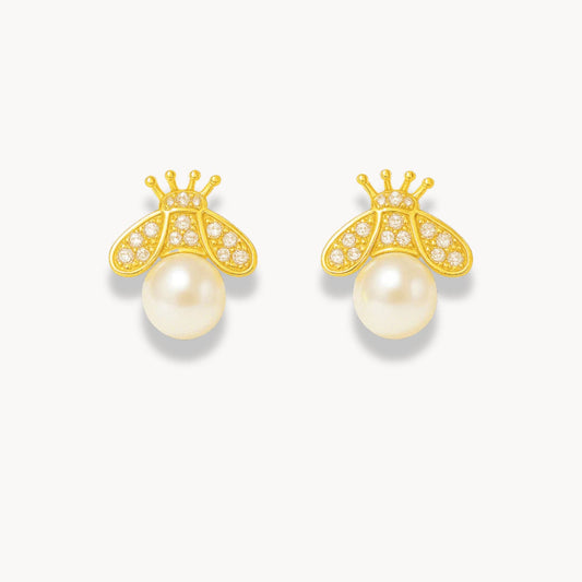 Pearl Bee Earrings - Zafinne Jewelry