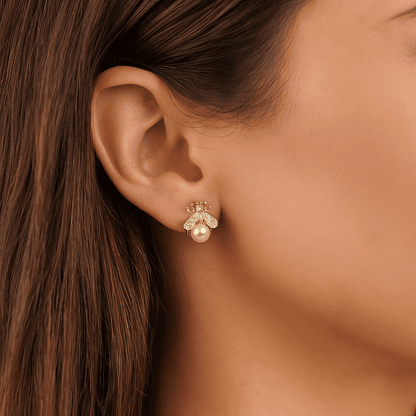 Pearl Bee Earrings - Zafinne Jewelry