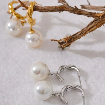 Pearl Drop Twisted Earrings - Zafinne Jewelry