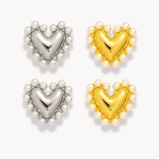 Pearl Heart Earrings - Zafinne Jewelry