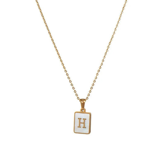 Pearl Shell Initial Letter Necklace - Zafinne Jewelry