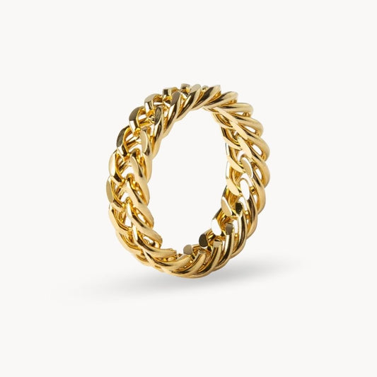 Ring Chain Curb Link Gold - Zafinne Jewelry