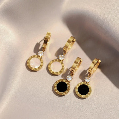 Roman Round Pendant Earrings - Zafinne Jewelry