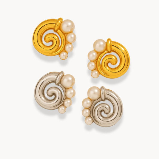 Sea Shell Pearl Earrings - Zafinne Jewelry