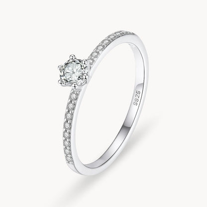Silver Classic Round Crystal Ring - Zafinne Jewelry