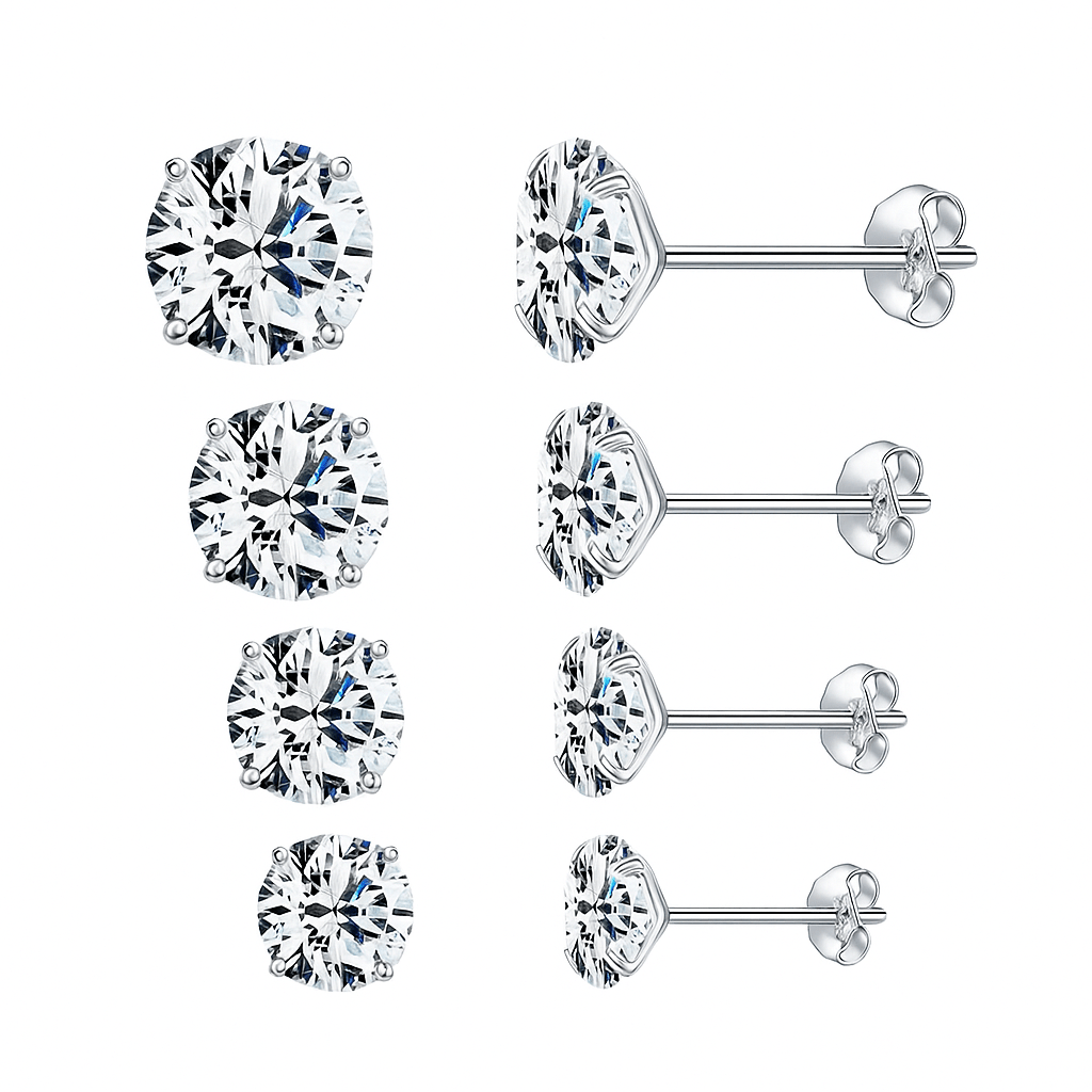 Silver Sparkling Earrings - Zafinne Jewelry