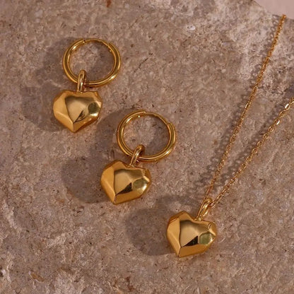 Solid Cutted Heart Charm Necklace - Zafinne Jewelry