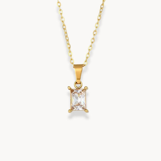 Square Stone Pendant Necklace - Zafinne Jewelry