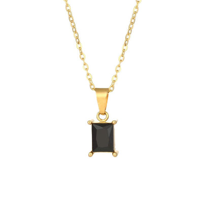 Square Stone Pendant Necklace - Zafinne Jewelry
