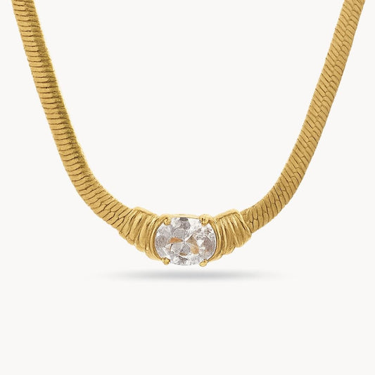 Stone Snake Chain Necklace - Zafinne Jewelry