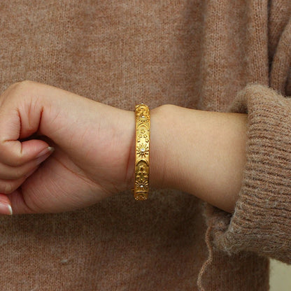 Sun Moon Star Cuff Bangle Bracelet - Zafinne Jewelry