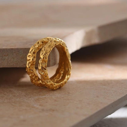 Textured Double Ring - Zafinne Jewelry