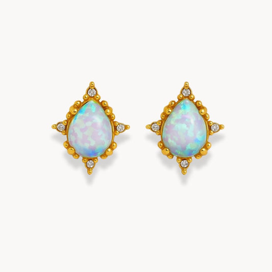 Waterdrop Blue Opal Stone Earrings - Zafinne Jewelry