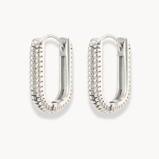 Wheat Texture Gometric Hoop Earrings - Zafinne Jewelry