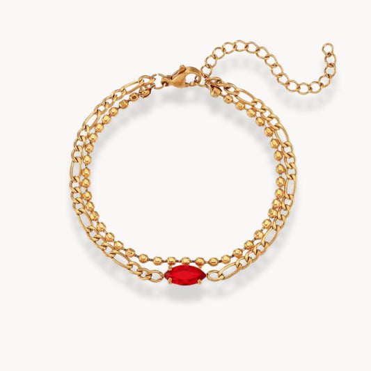 Zircon Double Layer Chain Bracelet - Zafinne Jewelry