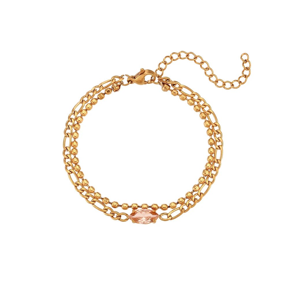 Zircon Double Layer Chain Bracelet - Zafinne Jewelry