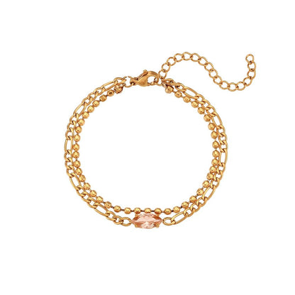 Zircon Double Layer Chain Bracelet - Zafinne Jewelry